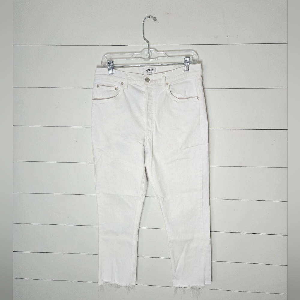 Agolde Riley High Rise Straight Crop Button Fly White Size 31 - Picture 4 of 10